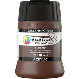 Daler Rowney System 3 Screen Printing Acrylic Burnt Umber 250ml