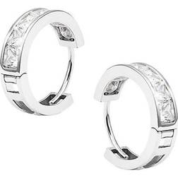 Carat * Waverly Princesss Silver Bezel Hoop Earrings