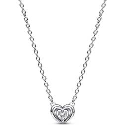 Pandora Radiant Heart & Floating Stone Collier Necklace - Silver/Transparent