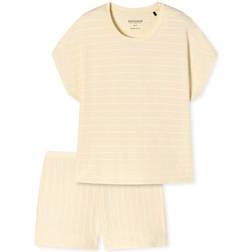 Schiesser Just Stripes Short Pyjamas Vanilje Bomull - Vanilje