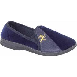 Zedzzz AARON Mens Full Slippers Navy/Grey: