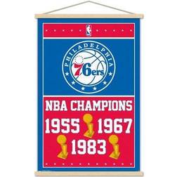 Trends International Philadelphia 76ers 3-Time NBA Finals Champions 24'' x 35'' Champs Framed Hanging Poster