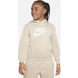 Nike Big Kid's Sportswear Club Fleece Hoodie - Sanddrift/White