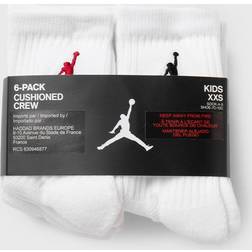 Jordan Kids Crew 6 Pack Unisex Socks - White