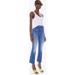 Mother High Rise Frayed Flare Leg Ankle Jeans - Denim Light