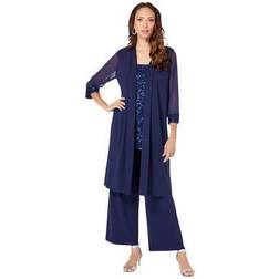 Roaman's plus three-piece lace & sequin duster pant set formal