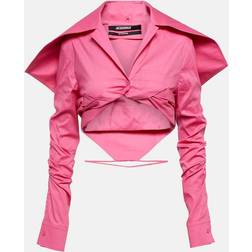 Jacquemus La Chemise Meio Cotton Cropped Shirt - Pink