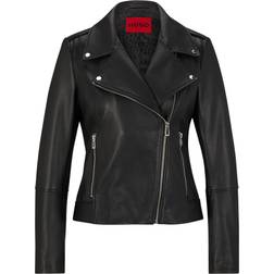 HUGO BOSS Larella-2 Oiled-Leather Jacket - Black