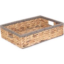 RED HAMPER Large Shallow Hyacinth With Rope Border Basket