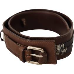 Costume National WoMens Brown Leather Silver Buckle Belt