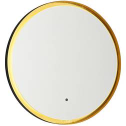 QAZQA Badeværelsesspejl Sort Med Guld Inkl LED Og Touch Lysdæmper