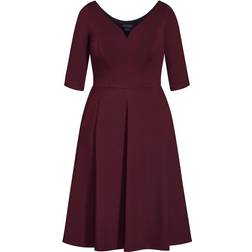 City Chic Cute Girl Elbow Sleeve Dress Plus Size - Oxblood