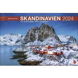 Heye Skandinavien Globetrotter Kalender 2024 Stille Wasser Rote Holzhäuser XL