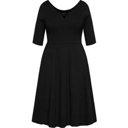 City Chic Cute Girl Elbow Sleeve Dress Plus Size - Black