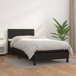 vidaXL Kontinentalseng Med Madras 90x190 cm Kunstlæder Sort Rammeseng