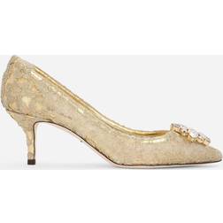 Dolce & Gabbana Lurex lace rainbow pumps with brooch detailing gold