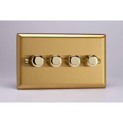 Varilight JBDP254 Classic Brushed Brass 4 Gang 2-Way Push-On/Off LED Dimmer 0-120W V-Pro