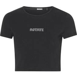 ROTATE Birger Christensen Cropped Logo T-shirt - Black