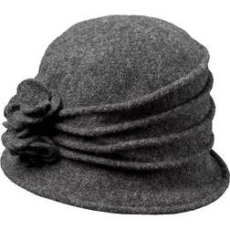 Scala Knit Wool Flower Cloche Hat - Charcoal