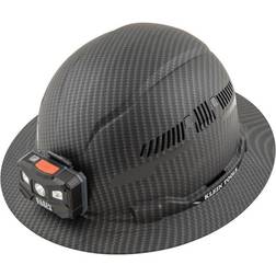 Klein Tools Vented Full Brim Premium KARBN Hard Hat Class with Headlamp, KARBN Pattern