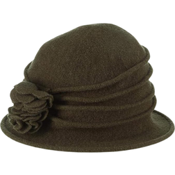 Scala Knit Wool Flower Cloche Hat - Olive