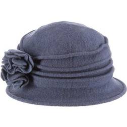 Scala Knit Wool Flower Cloche Hat - Denim