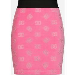 Dolce & Gabbana Flocked jersey miniskirt with all-over DG logo