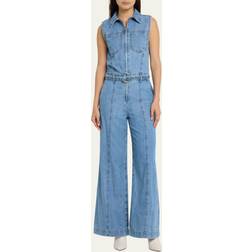 Frame Sleeveless Wide-Leg Denim Jumpsuit HAPPY INDIGO