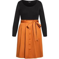 City Chic Uptown Dress - Deep Caramel