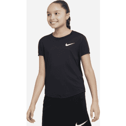 Nike DriFIT Girls' Essential Scoop Neck TShirt, Black, Golf Top