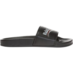 Balenciaga Logo Embossed Pool Slides - Black