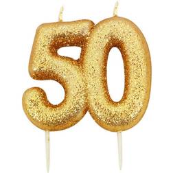 Creative Converting Metallic Gold Glitter Candle 50 Kakepynt