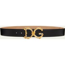 Dolce & Gabbana Leather Belt with Baroque DG Logo