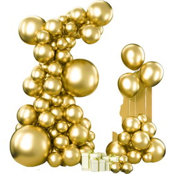 PartyWoo Latex Balloons Metallic Gold 102-pack