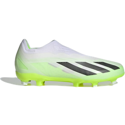 Adidas Junior X Crazyfast.1 Laceless FG - Cloud White/Core Black/Lucid Lemon