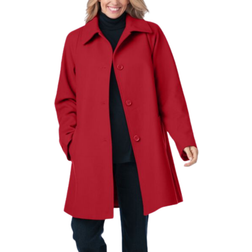 Woman Within Wool-Blend Classic A-Line Coat - Classic Red