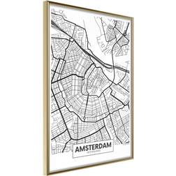 Artgeist Inramad Tavla City map: Amsterdam 30x45 Poster