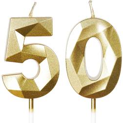 Yiran Cake Candles 50th Birthday Gold