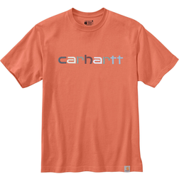 Carhartt Relaxed-Fit Heavyweight Logo Graphic Short-Sleeve T-Shirt for Men Terracotta