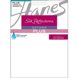 Hanes Silk Reflections Women's Plus-Size Control Top Toe Pantyhose, Natural