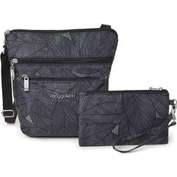 Baggallini Pocket Crossbody with RFID - Pewter Leaves