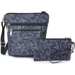 Baggallini Pocket Crossbody with RFID - Grey Paisley Print