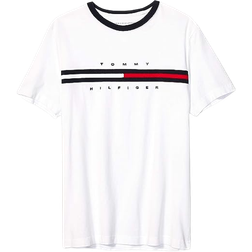 Tommy Hilfiger Men's Embroidered Flag Stripe Logo T-shirt - Optic White