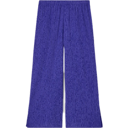 Eileen Fisher Woven Plissé Wide Leg Pant - Blue Violet