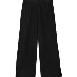 Eileen Fisher Woven Plissé Wide Leg Pant - Black