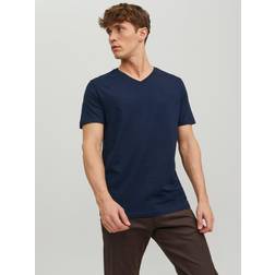 Jack & Jones Enfärgat V-ringning T-shirt Blå