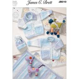 James Brett JB010 DK Knitting Pattern Baby Cardigans Hat & Blanket