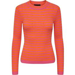 Pieces Crista LS O-Neck Knit Persimmon Orange