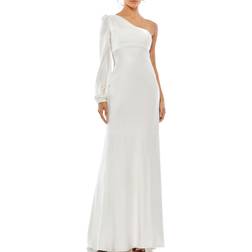 Mac Duggal One-shoulder Long Sleeve Chiffon Column Gown