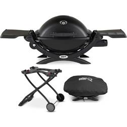 Weber Q 1200 Gas Grill LP Cover Bundle